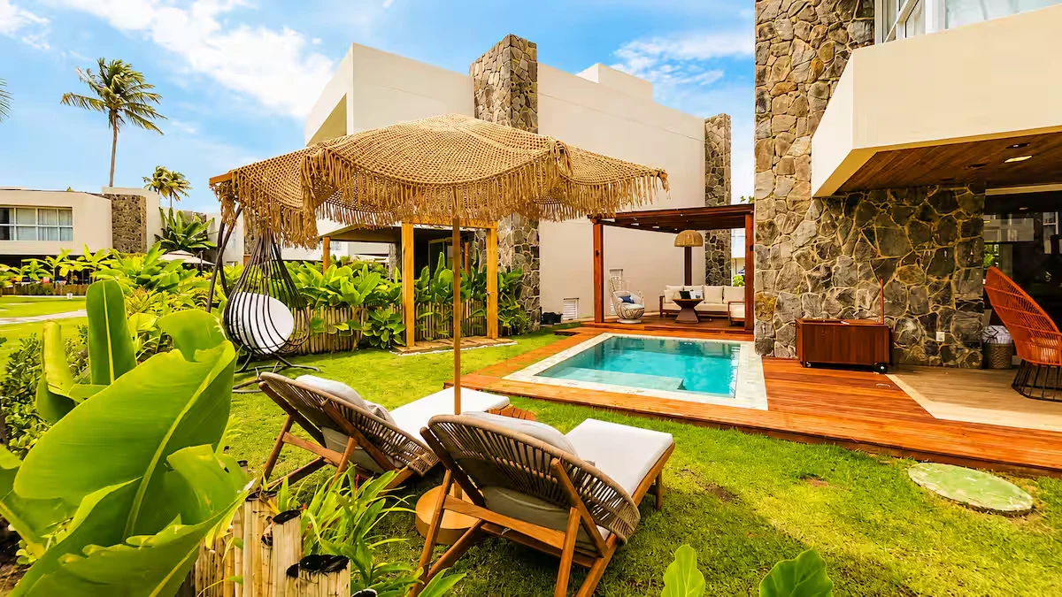 Casa Aira com piscina e gazebo em seu jardim privativo